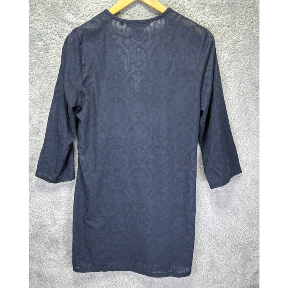 Vineyard Vines Women‎ Small Blue Tunic Cover-up V Neck Lace Trim Semi Sheer - Picture 2 of 10